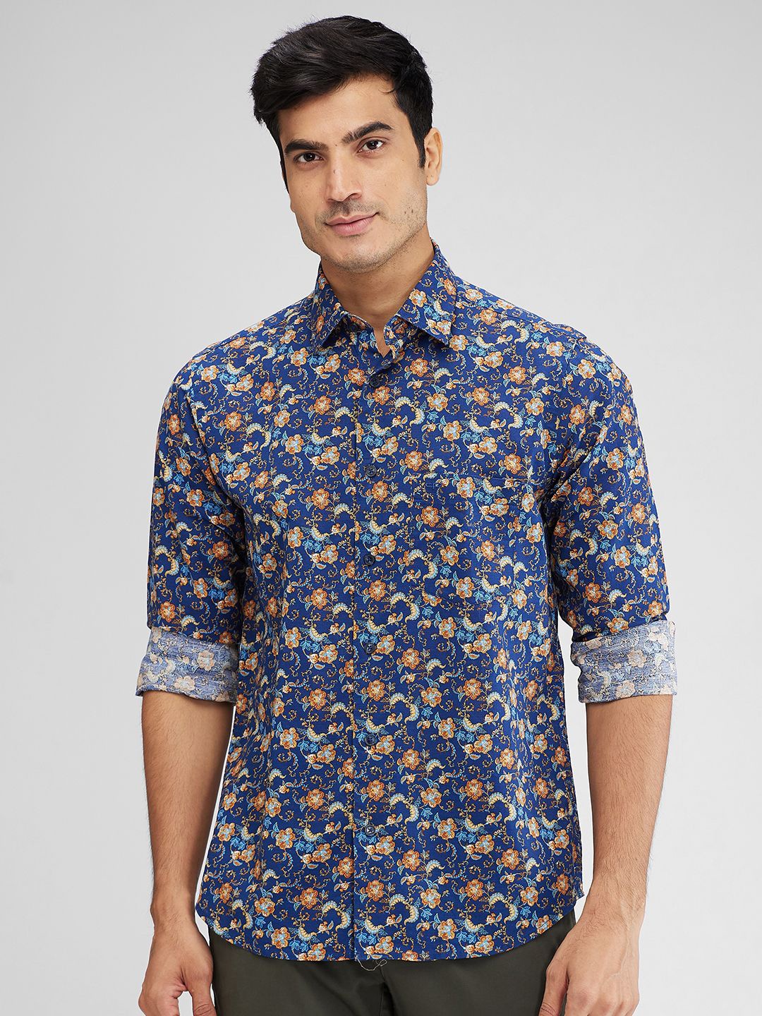 

ColorPlus Men Floral Printed Opaque Printed Casual Shirt, Blue