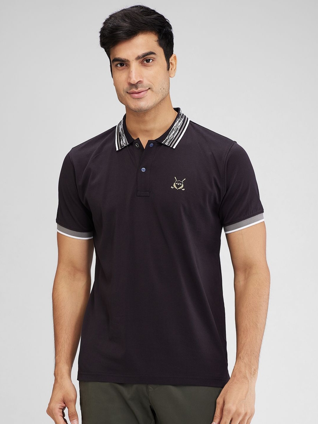 

ColorPlus Men Solid Polo Collar Cotton T-Shirt, Black