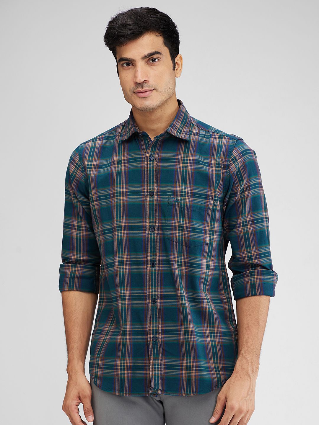 

ColorPlus Men Tartan Checks Opaque Checked Casual Shirt, Green