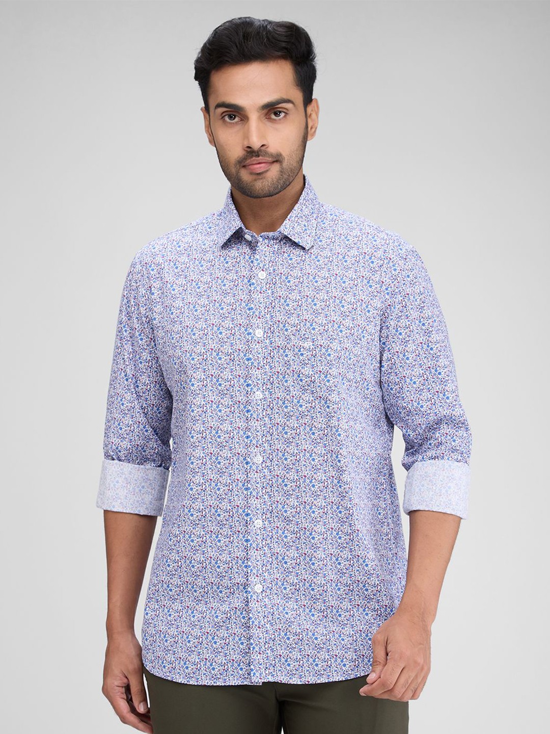 

ColorPlus Men Floral Printed Opaque Casual Shirt, Blue