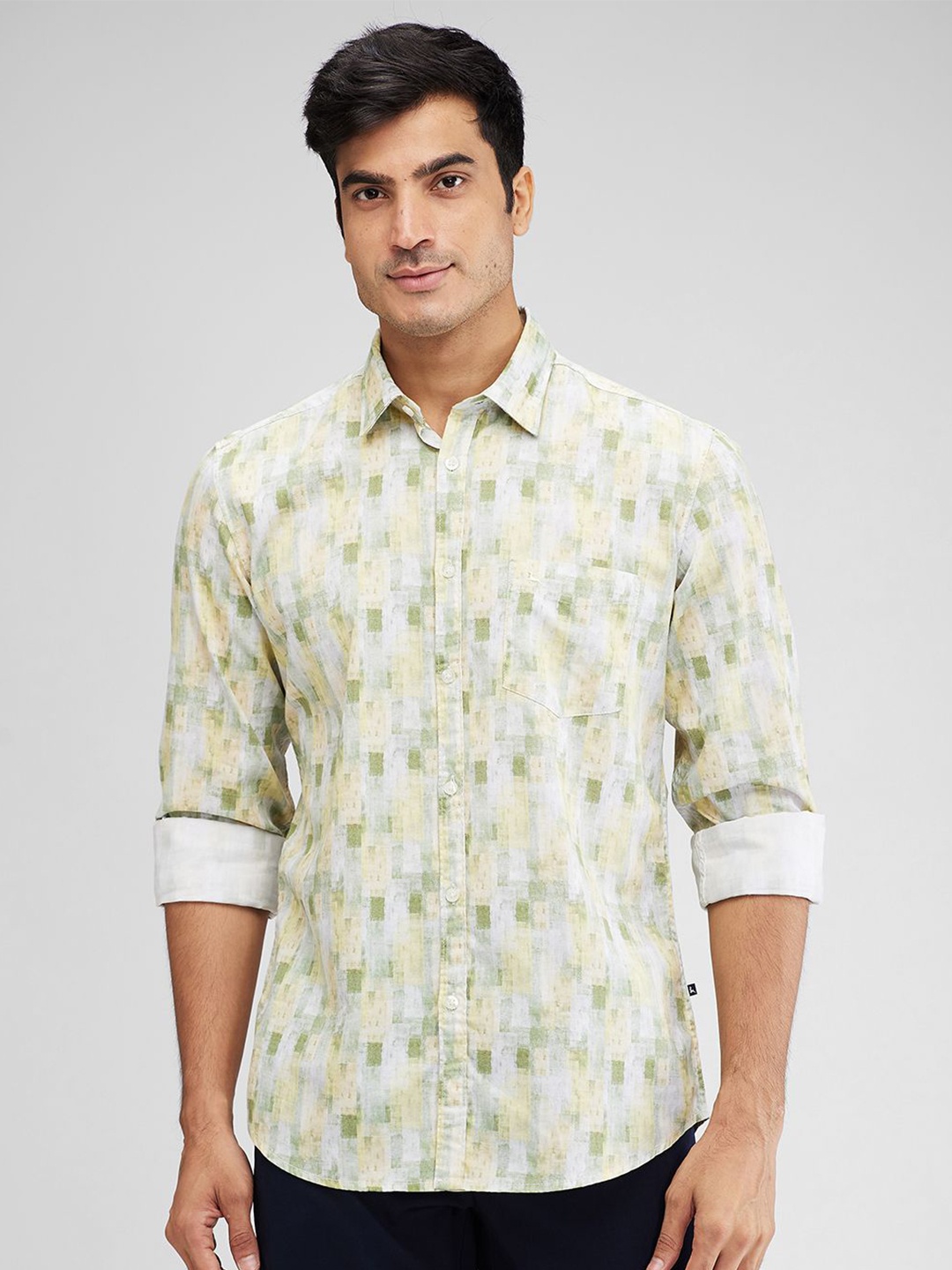 

Parx Men Abstract Printed Cotton Slim Fit Opaque Casual Shirt, Yellow