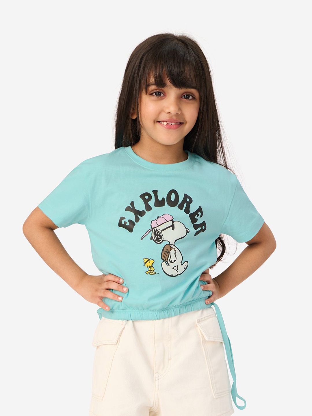

The Souled Store Girls Graphic Printed Round Neck Cotton T-Shirt, Blue