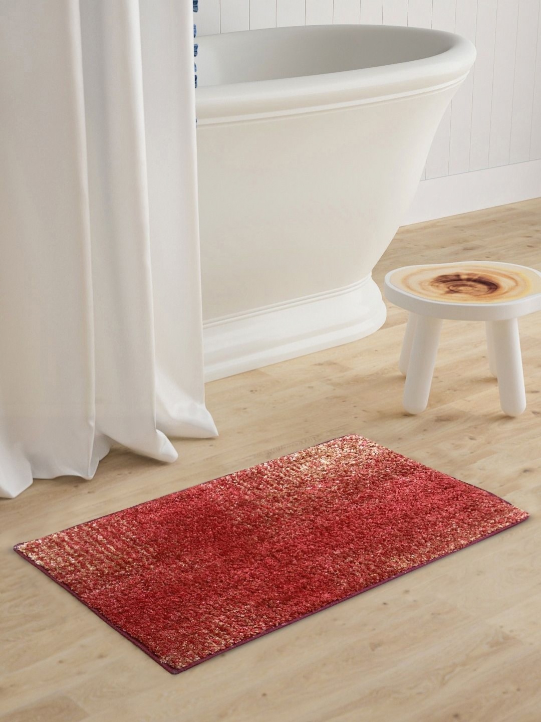 

BIANCA Red & Beige Printed 1600 GSM Anti-skid Bath Rugs