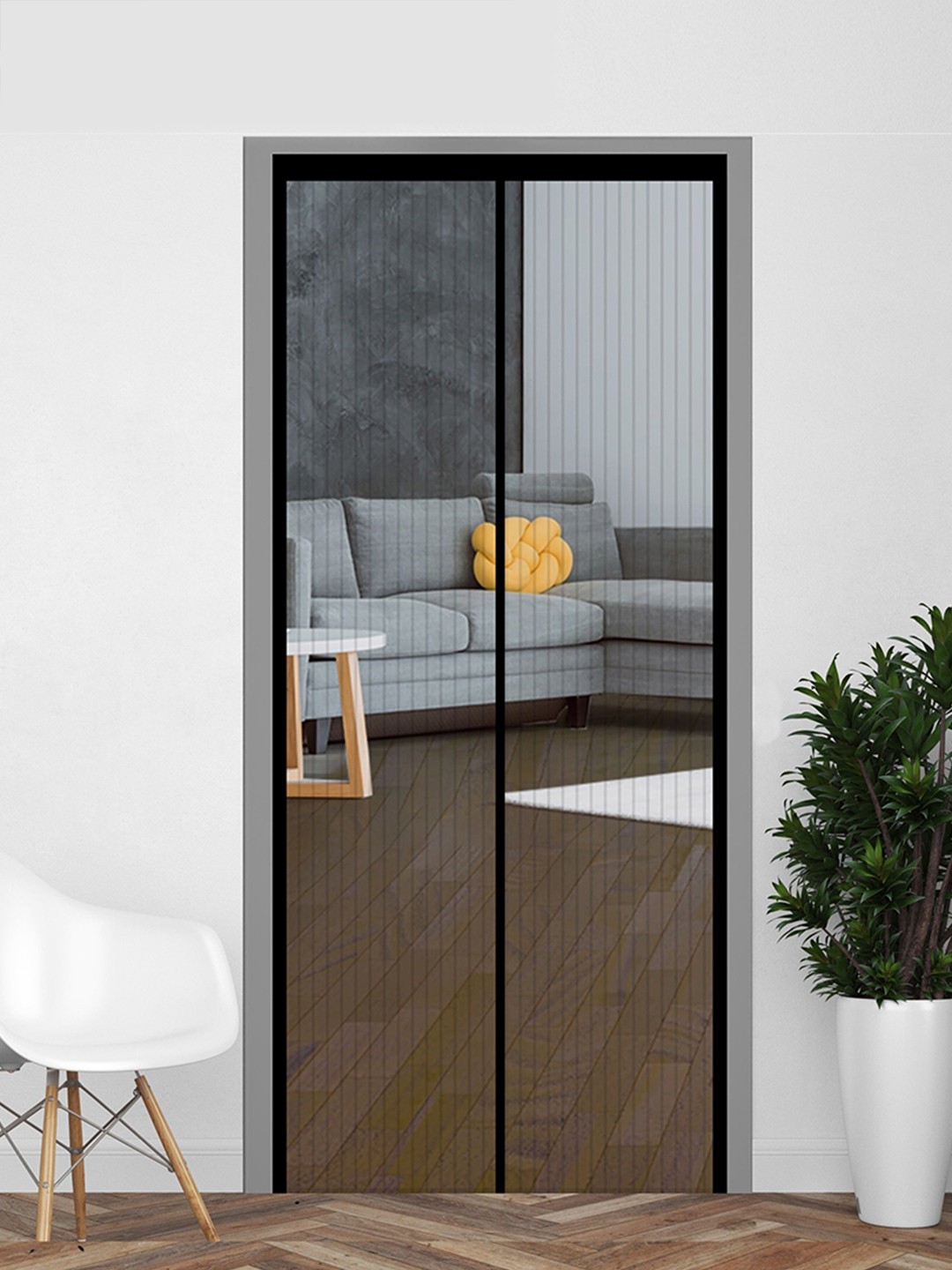 

Classic Mosquito Net Black Free Entry Fiberglass Door Net With Magnet