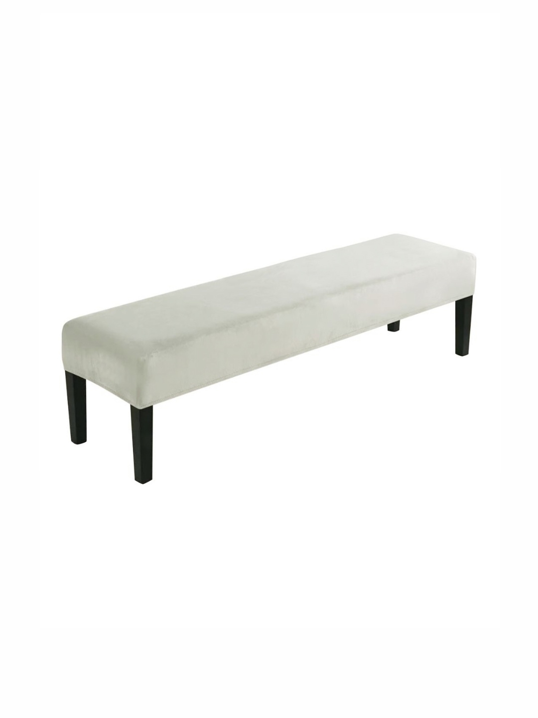 

HOKIPO White 210 GSM Velvet Dining Bench Cover