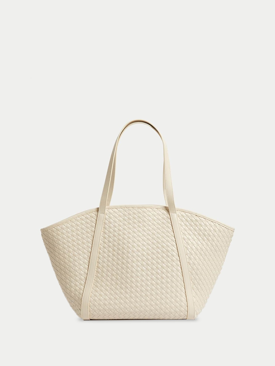 

Marks & Spencer Women Self Design Textured PU Structured Shoulder Bag with Tasselled, Off white