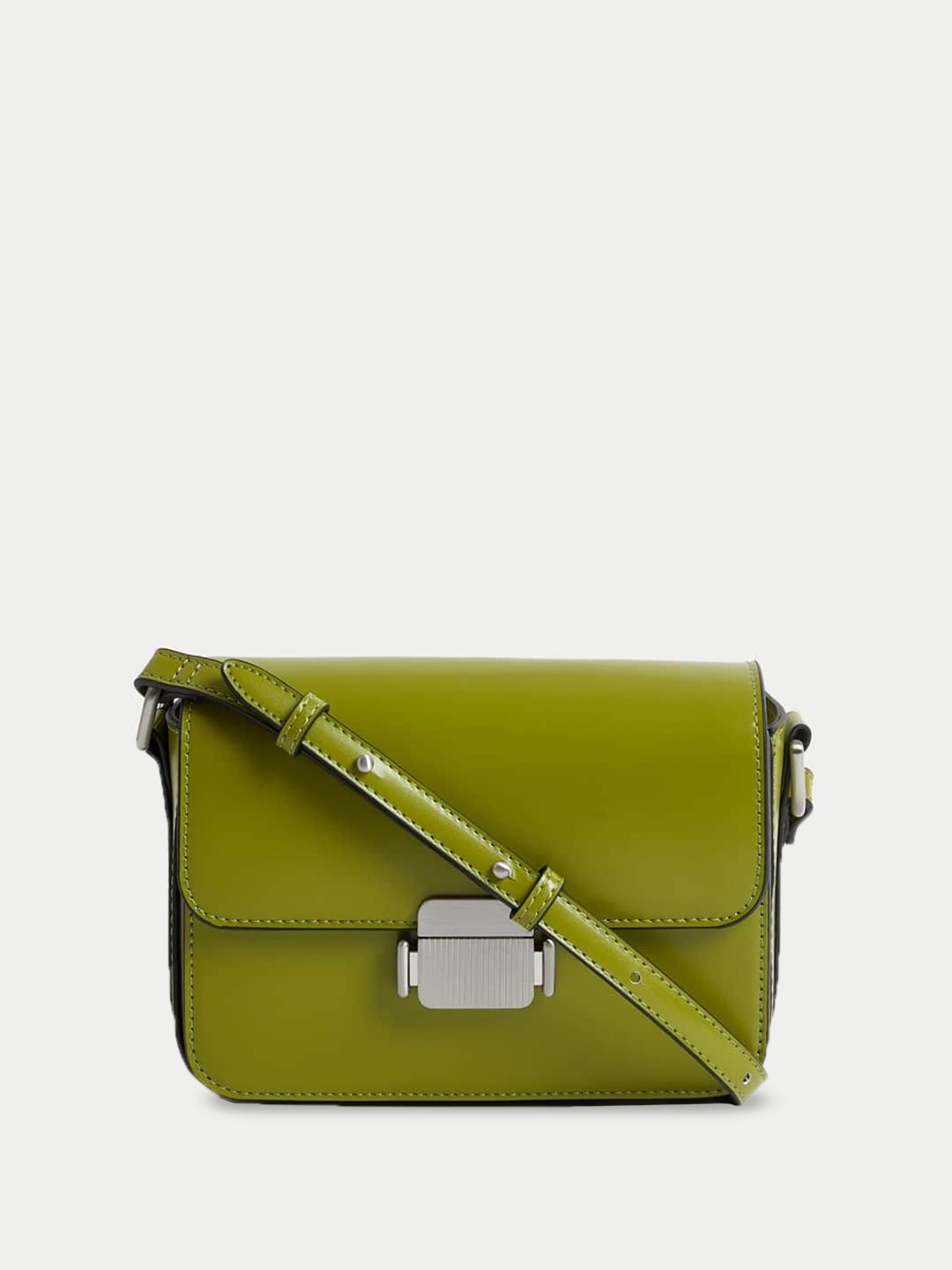 

Marks & Spencer Women Solid PU Structured Sling Bag, Green