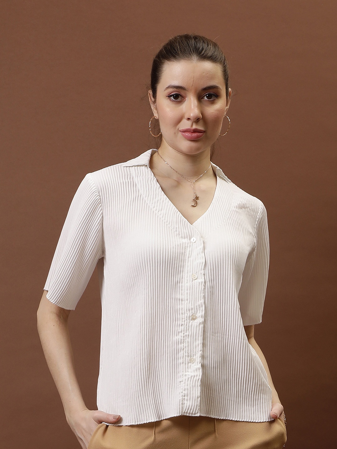 

Athena Immutable Crepe Shirt Style Top, White