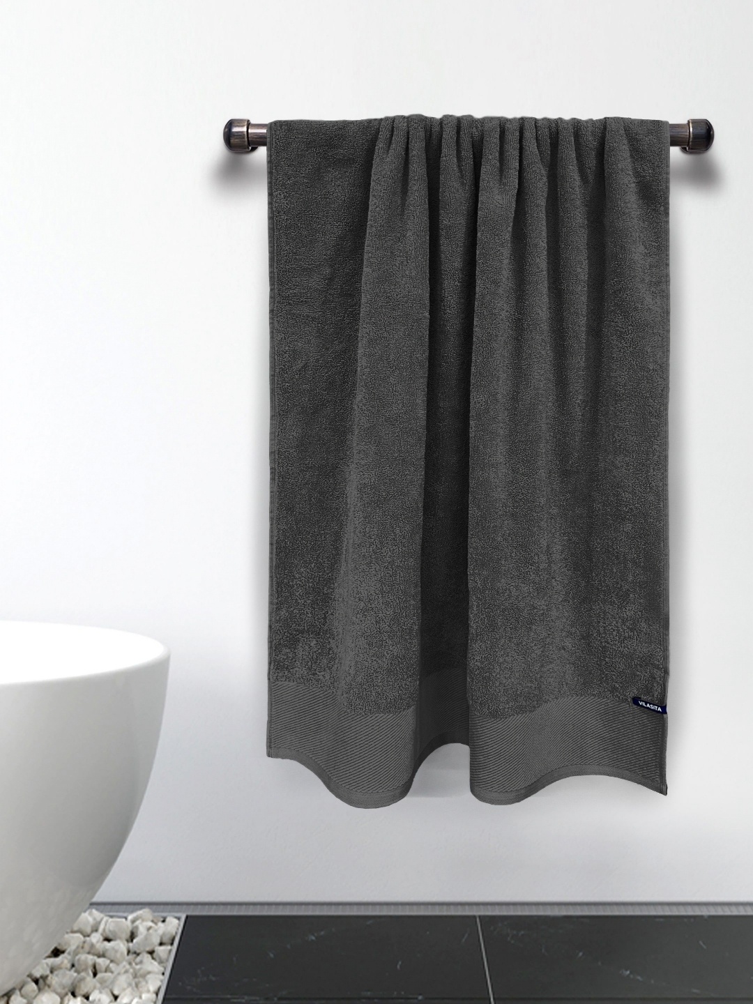 

Myntra Elegant Homes Grey Cotton 650 GSM Bath Towel