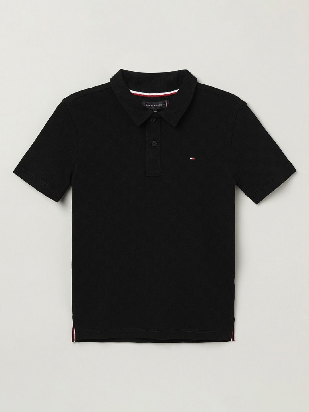 

Tommy Hilfiger Boys Solid Polo Collar Cotton T-Shirt, Black