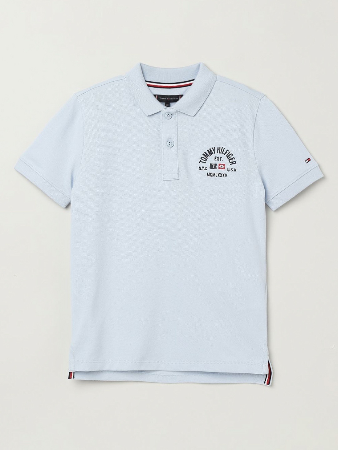 

Tommy Hilfiger Boys Printed Polo Collar Cotton T-Shirt, Blue