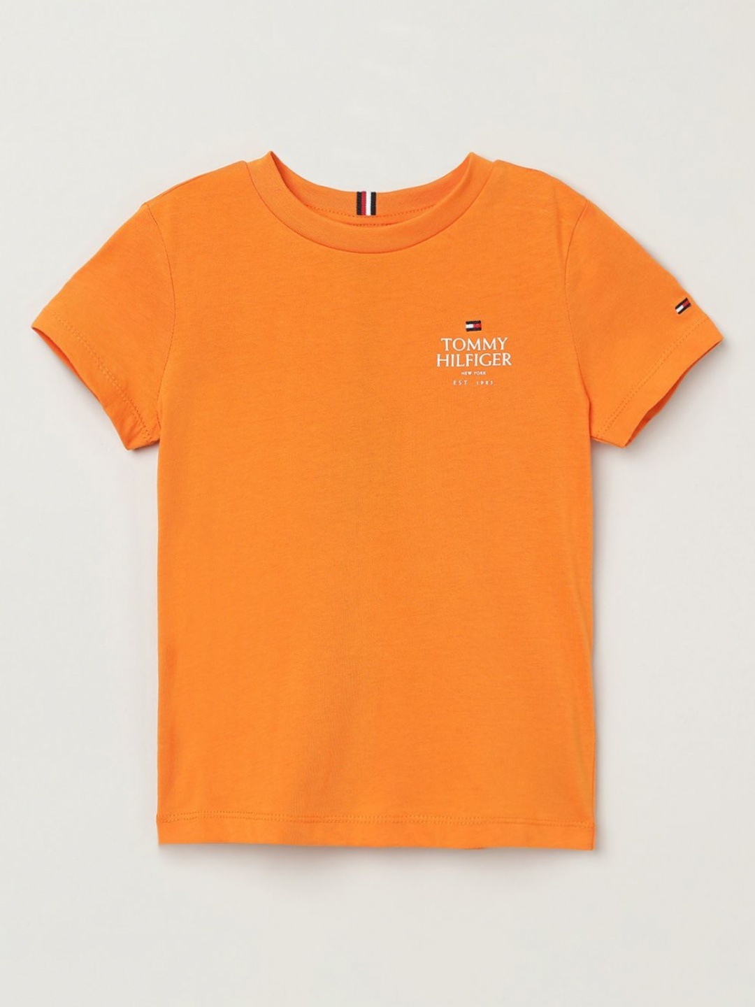 

Tommy Hilfiger Boys Printed Round Neck Cotton T-Shirt, Orange