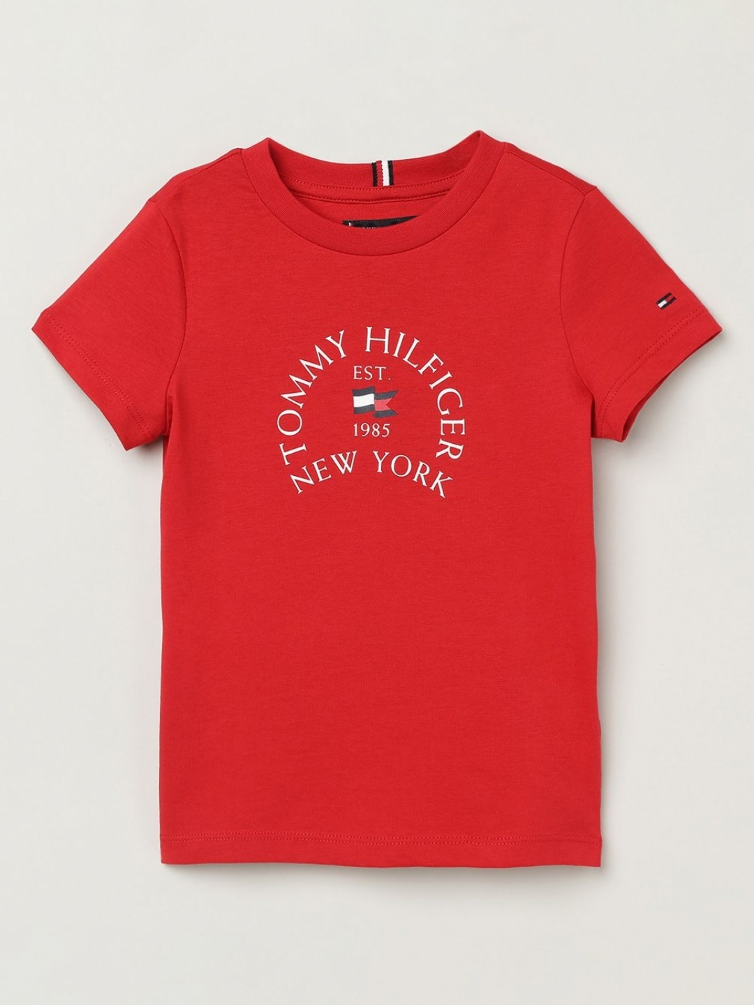 

Tommy Hilfiger Boys Printed Round Neck Cotton T-Shirt, Red