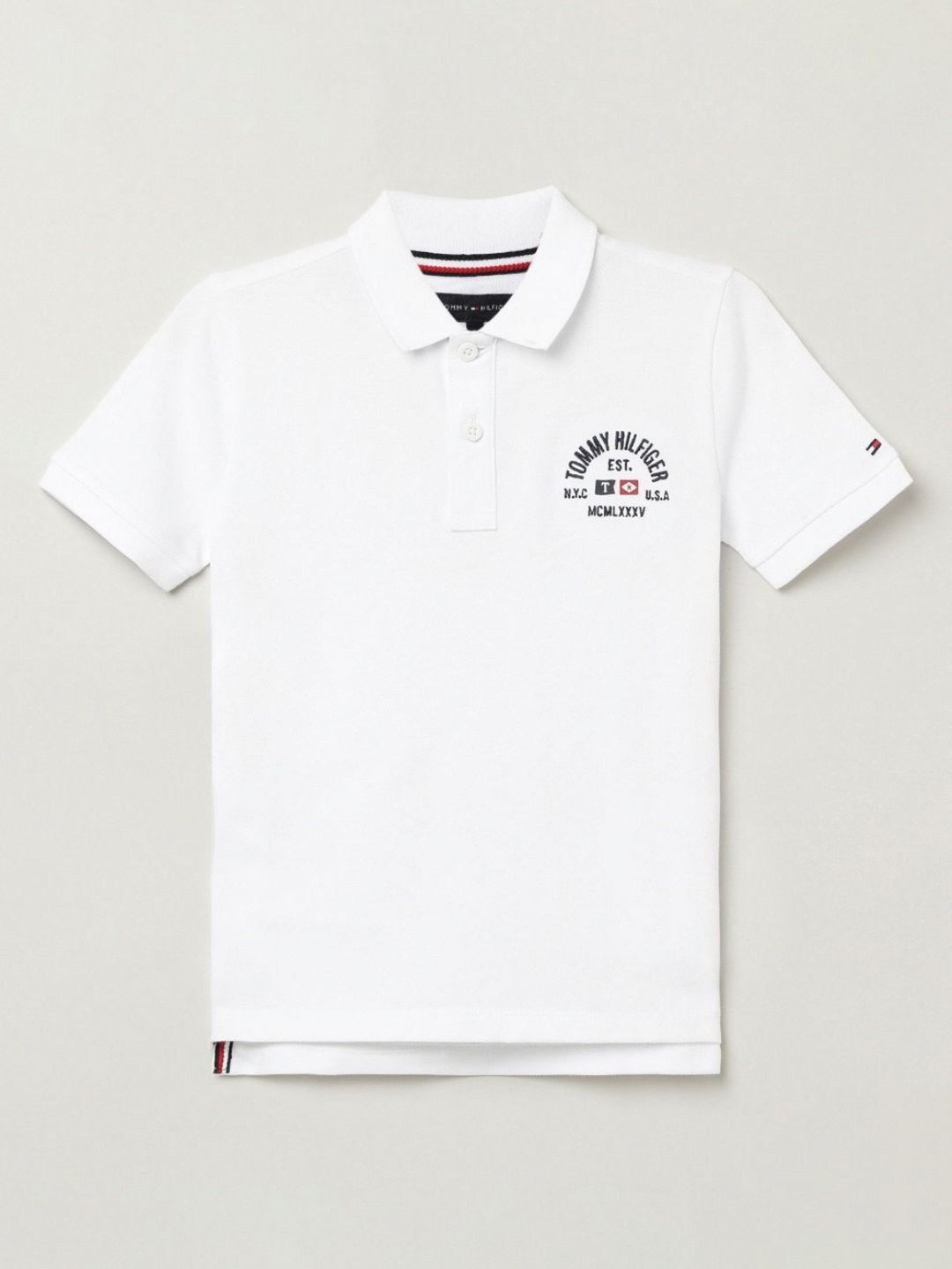 

Tommy Hilfiger Boys Printed Polo Collar Cotton T-Shirt, White