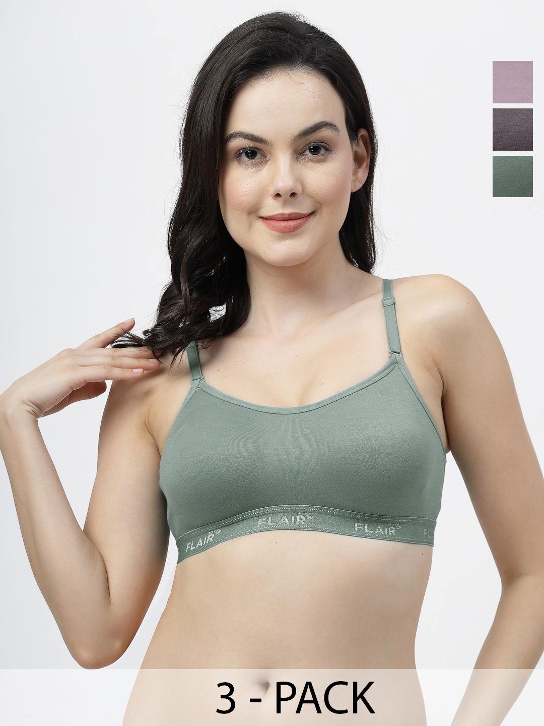 

SHYAM SONS FLAIR Pack Of 3 Full Coverage Seamless Non Padded Bra, Grey