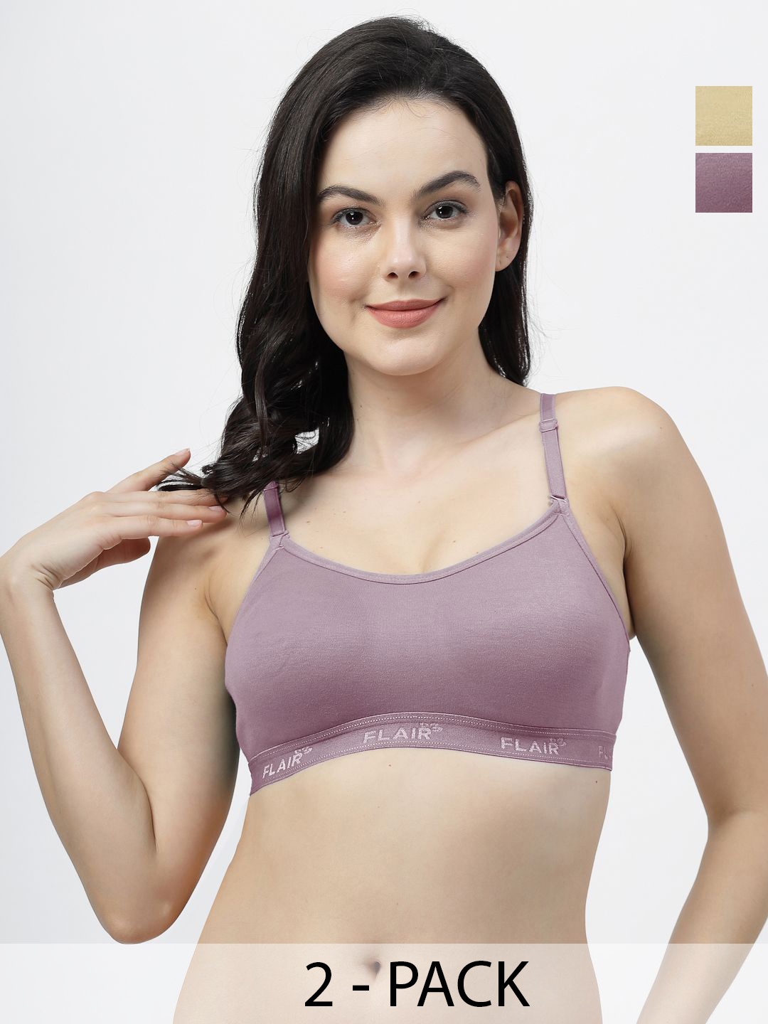 

SHYAM SONS FLAIR Pack Of 2 Wirefree Seamless Non Padded Bra, Beige