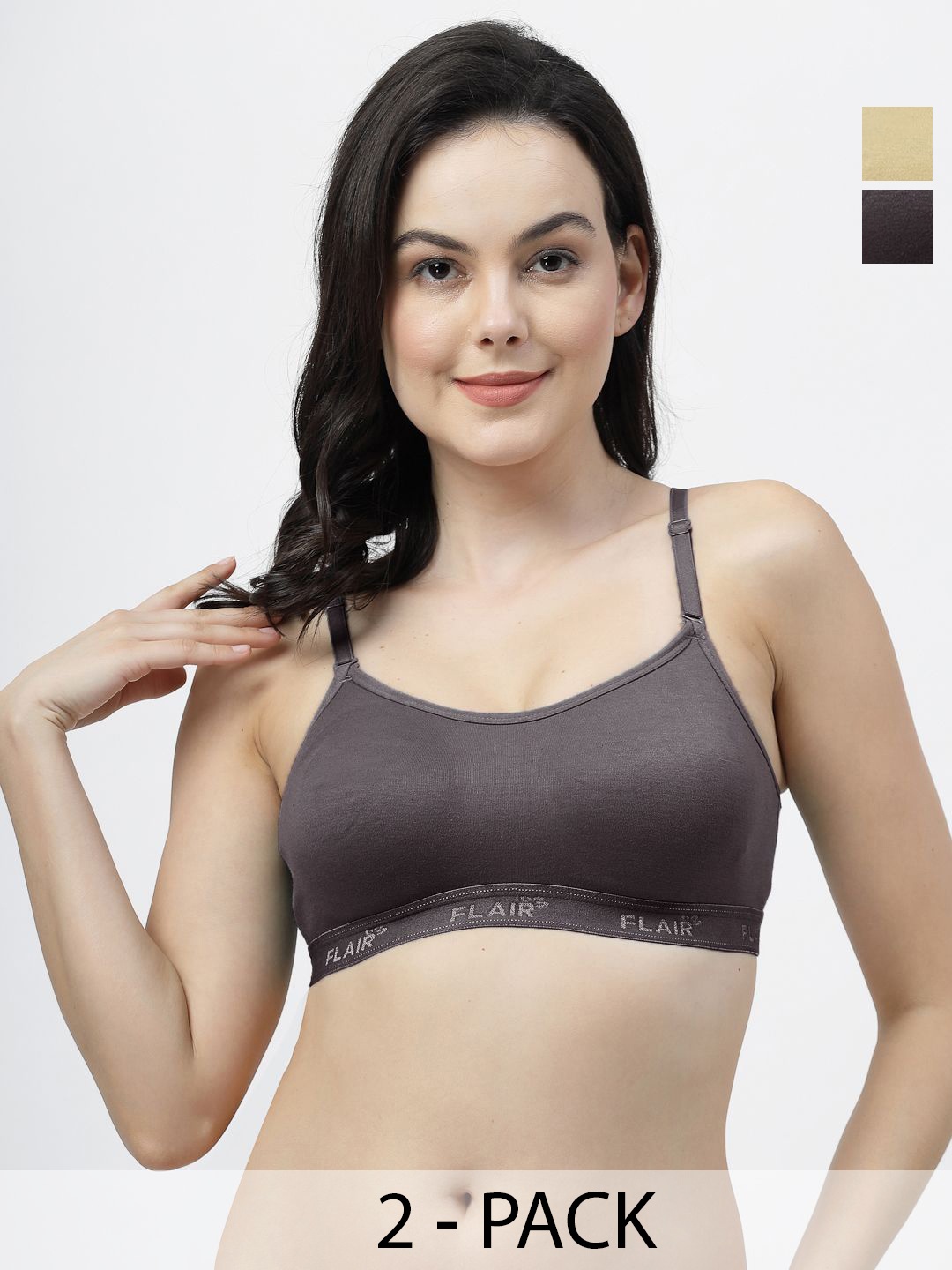 

SHYAM SONS FLAIR Pack Of 2 Full Coverage Seamless Non Padded Bra, Grey