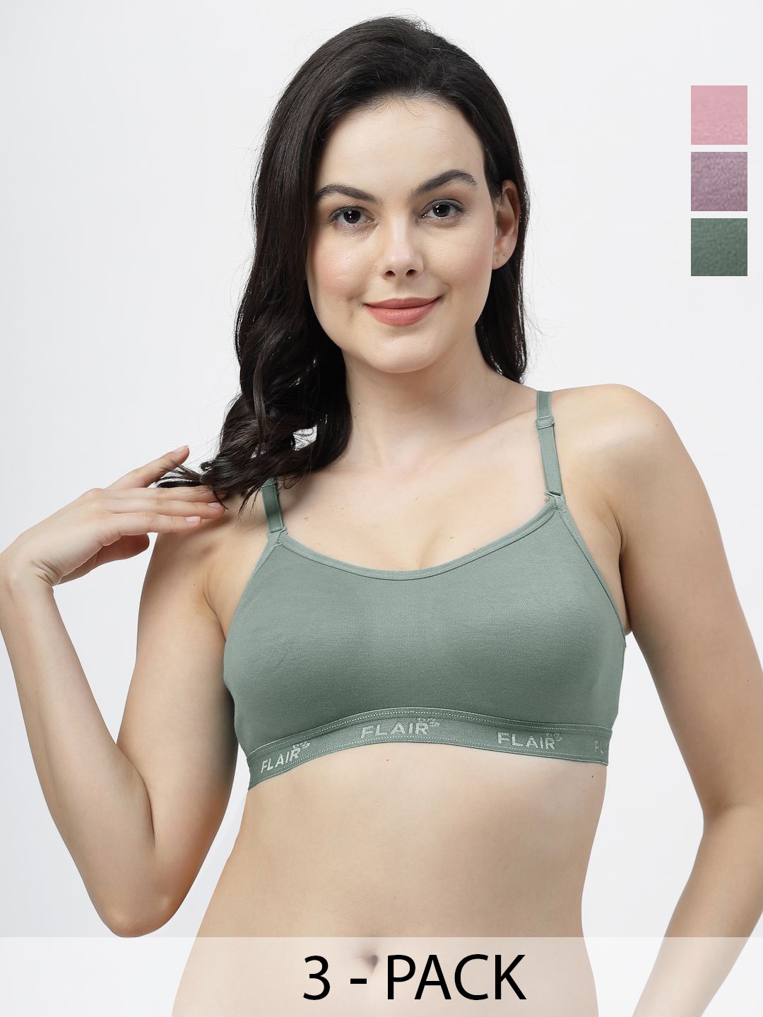 

SHYAM SONS FLAIR Pack OF 3 Women Full Coverage Bra, Green