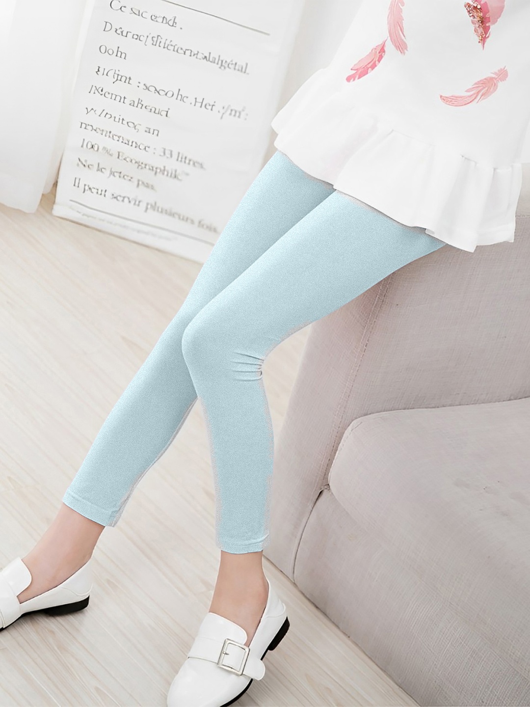 

SYGA Girls Rayon Flexible Ankle-Length Leggings, Turquoise blue