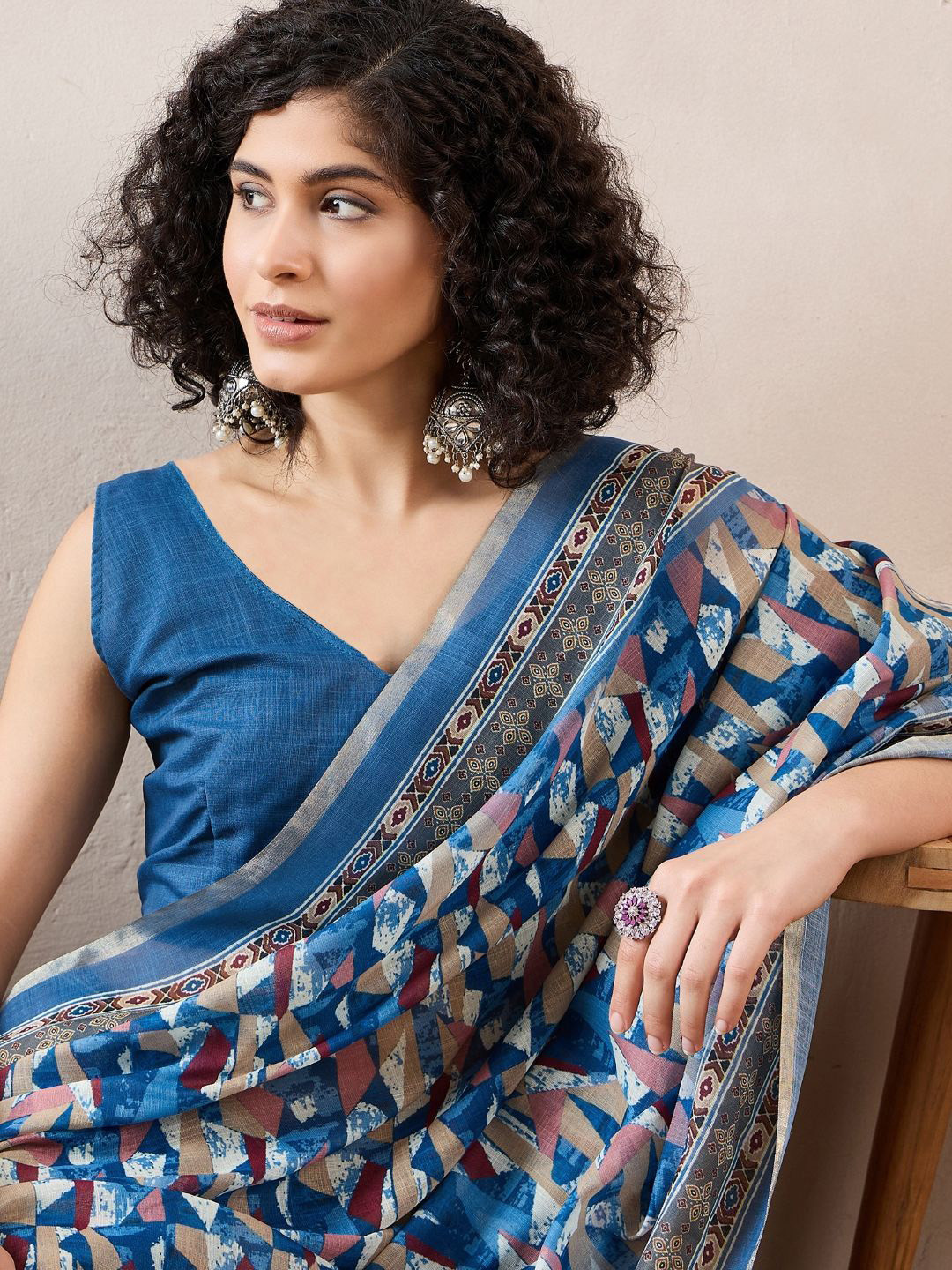 

KALINI Women Abstract Printed Saree, Blue