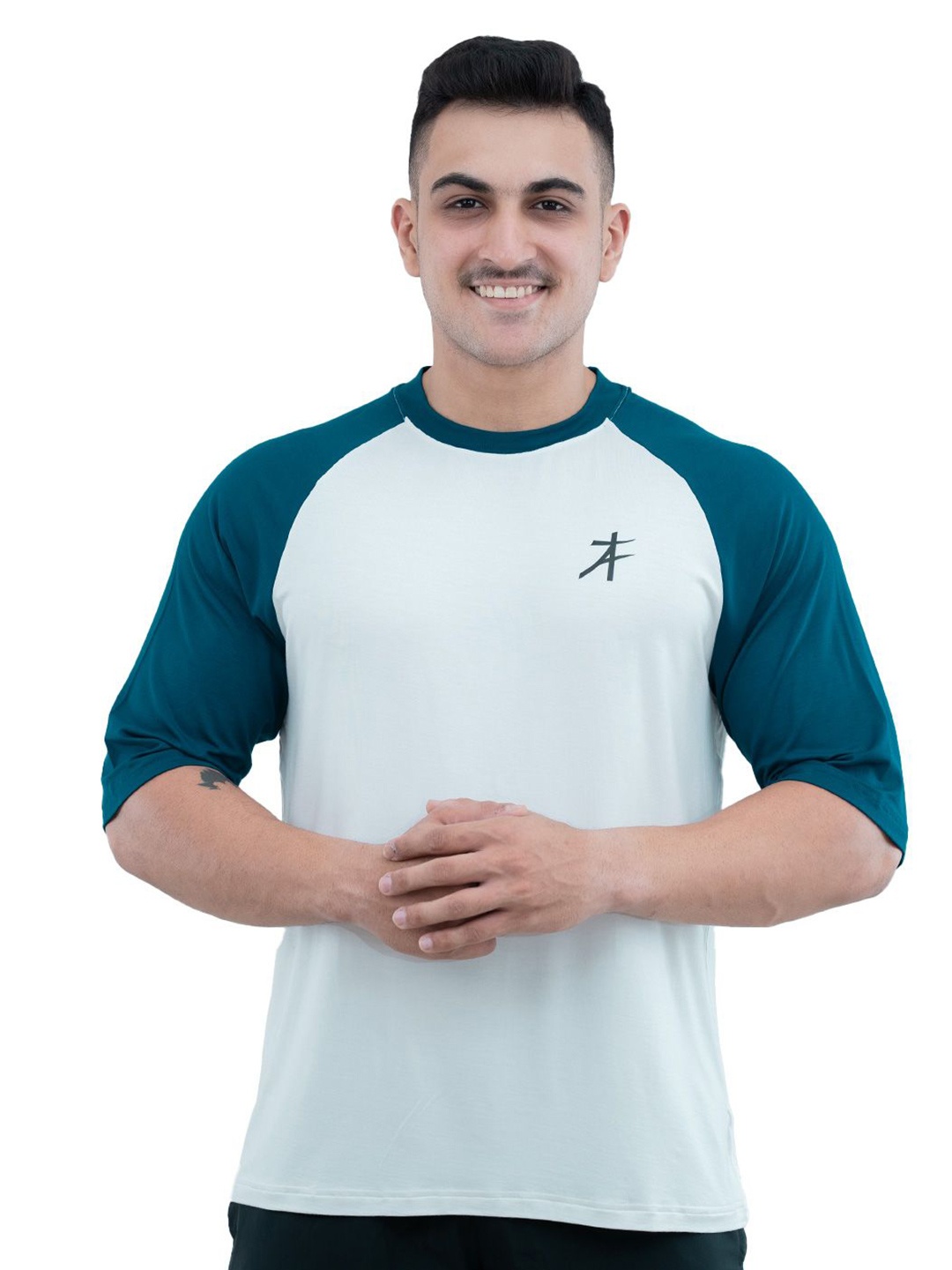 

Athflex Men Solid Round Neck Oversized Tshirt, White