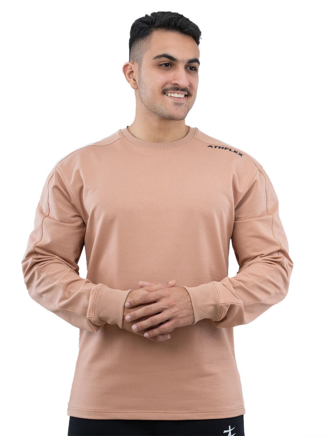 

Athflex Men Solid Round Neck Cotton Oversized Tshirt, Brown