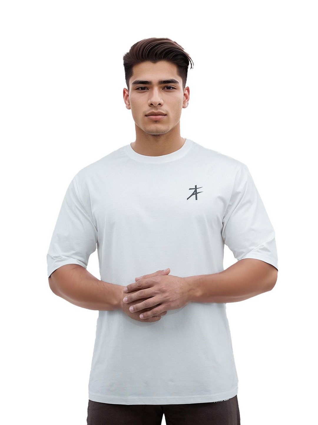 

Athflex Men Solid Round Neck Cotton Oversized Tshirt, White