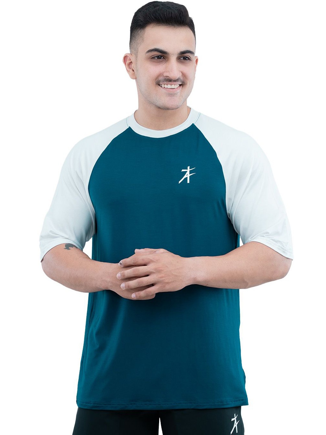 

Athflex Men Solid Round Neck Oversized Tshirt, Blue