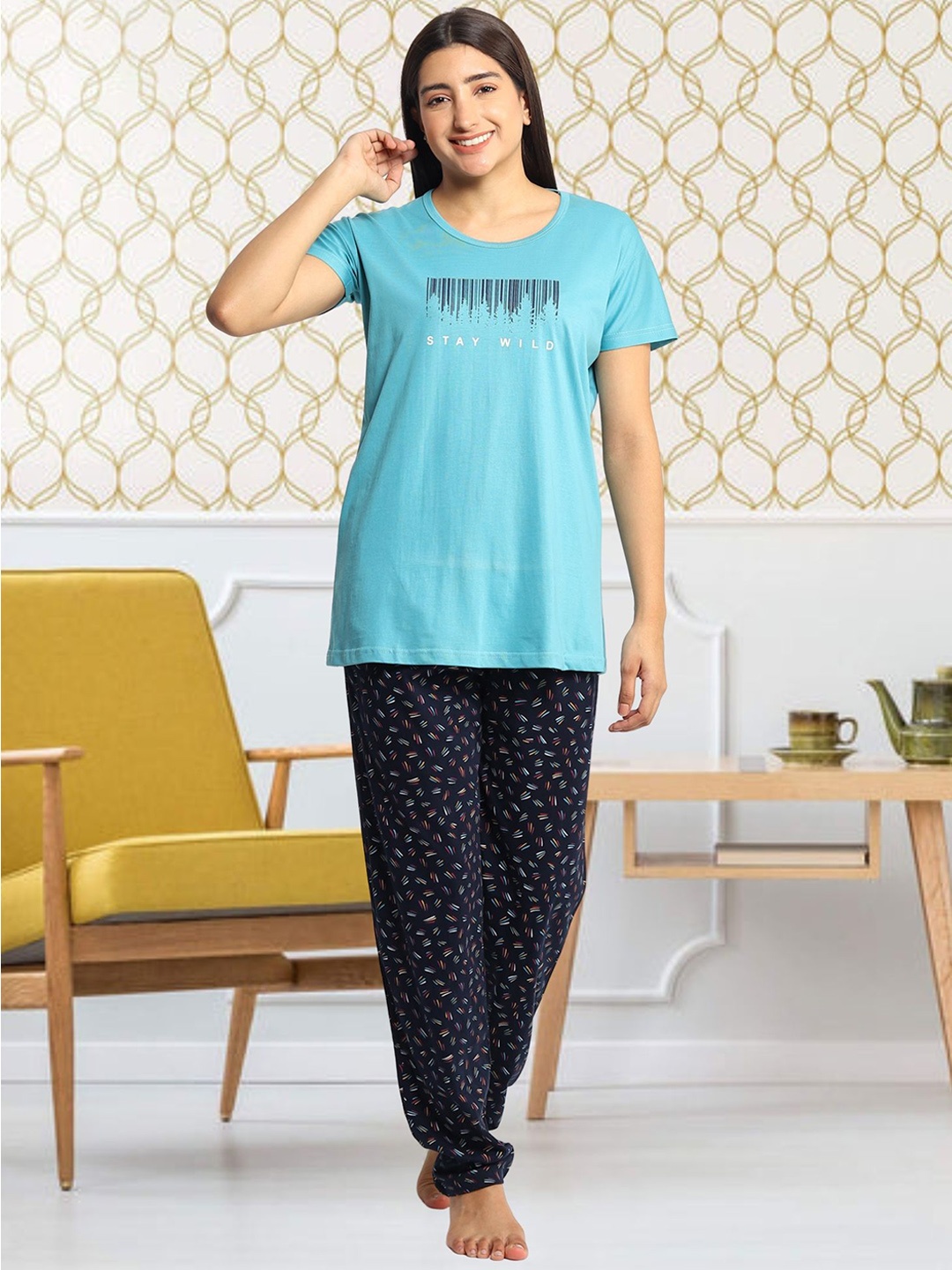 

Noty Women Printed Night suit, Blue