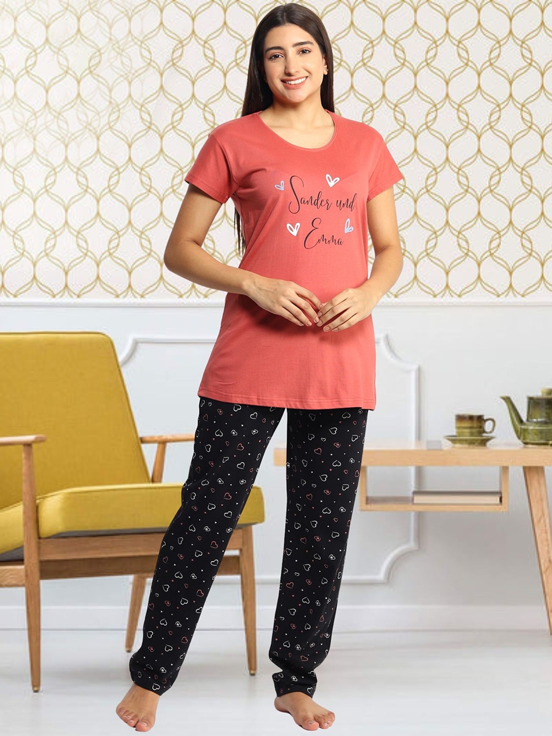

Noty Women Printed Night suit, Red