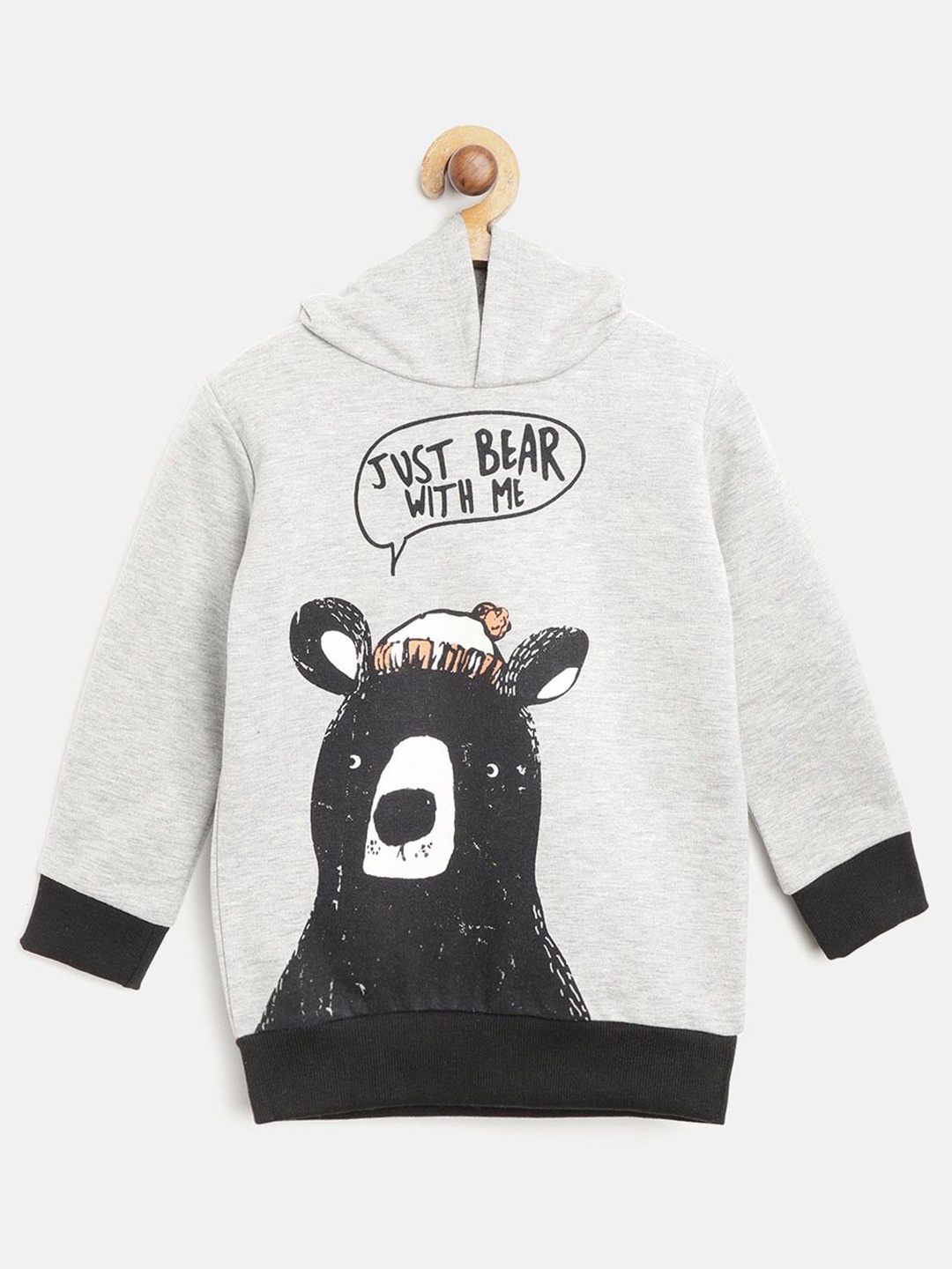 

YK Boys Printed Hooded Sweatshirt, Grey