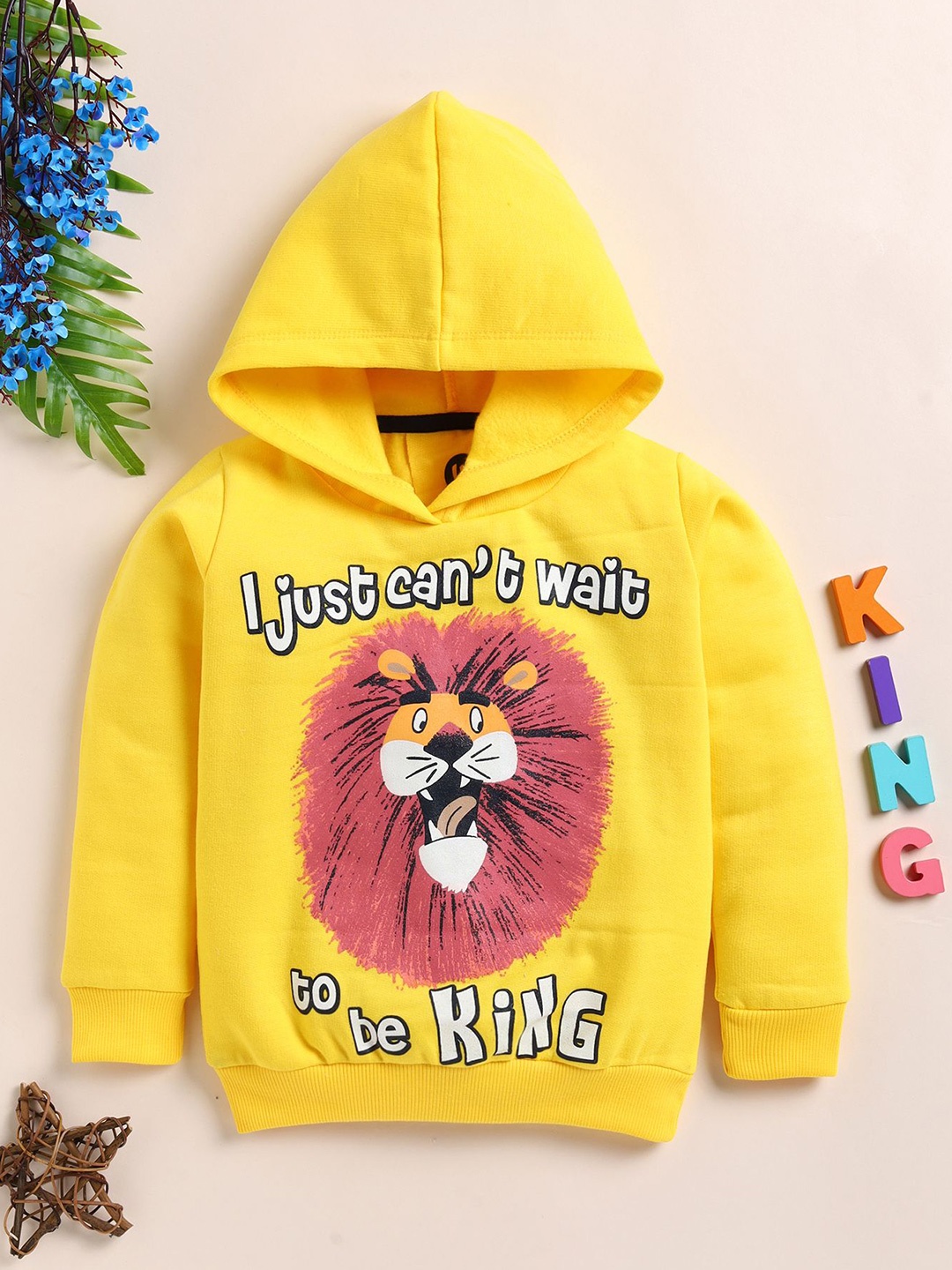 

YK Boys Printed Hooded Sweatshirt, Yellow