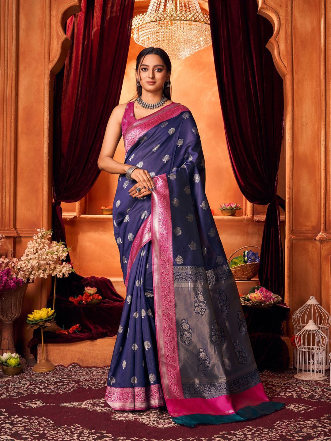 

Mitera Woven Design Zari Banarasi Saree, Blue
