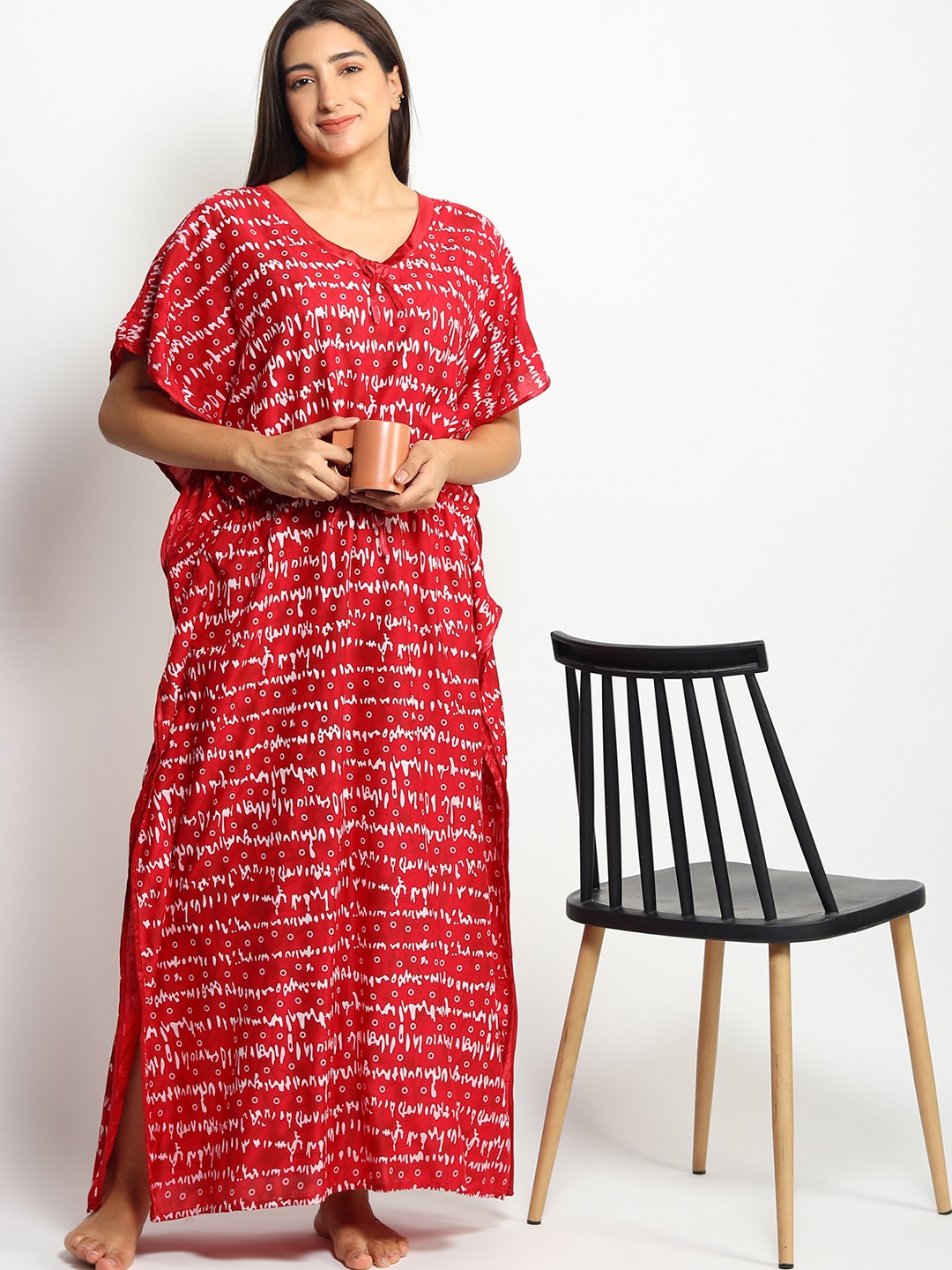 

Noty Printed Maxi Kaftan Nightdress, Red