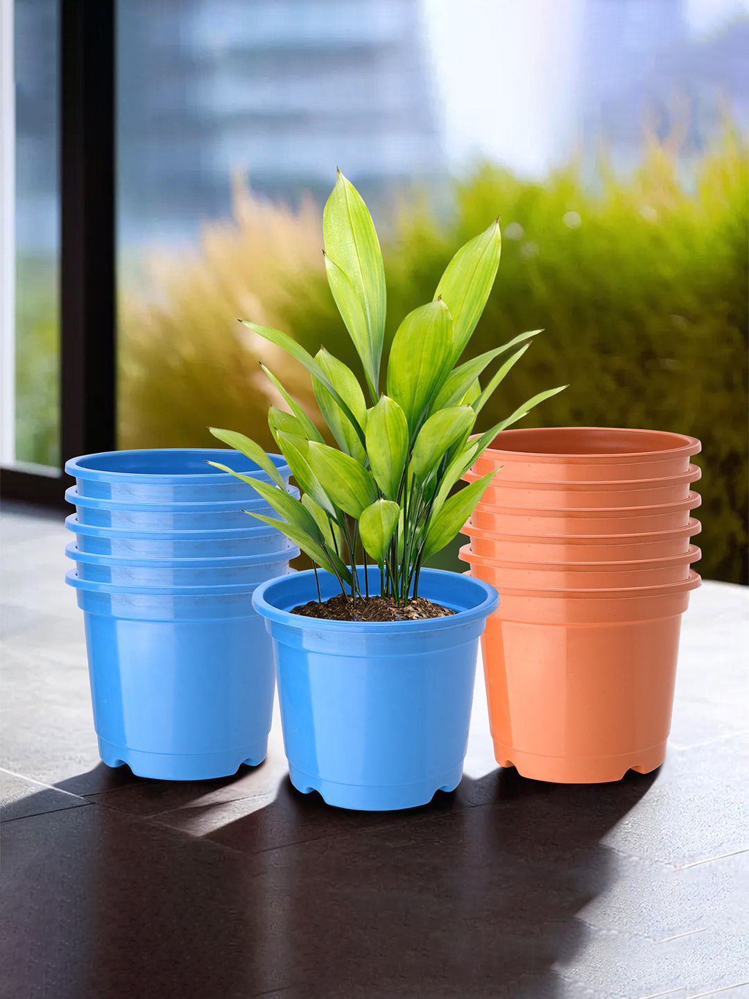 

Kuber Industries Blue & Orange Colored 12 Pieces Light weight Planters