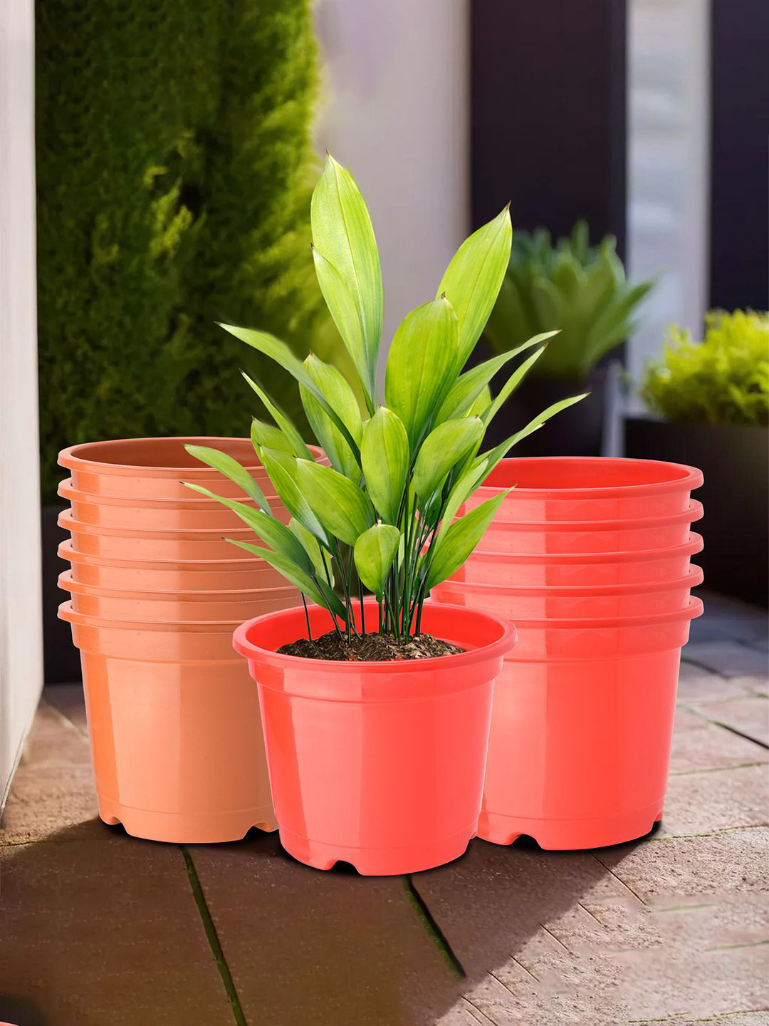 

Kuber Industries Red & Orange Colored 12 Pcs Lightweight Planters