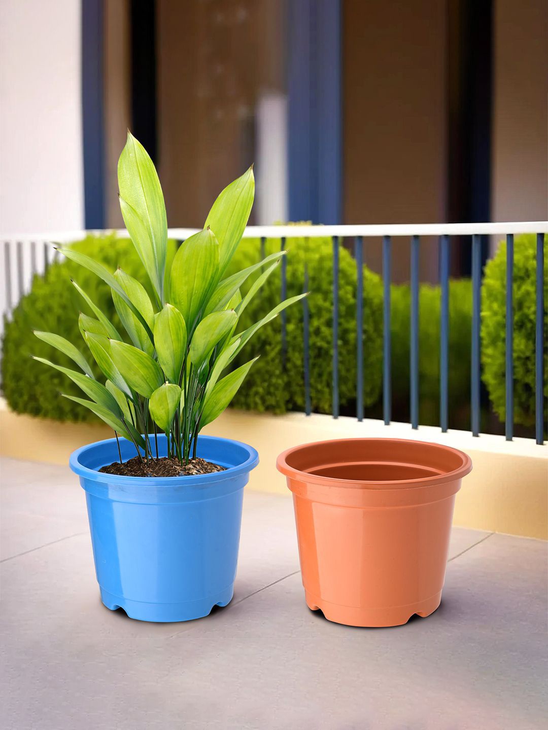 

Kuber Industries Blue & Orange 2 Pieces Planter With Pot