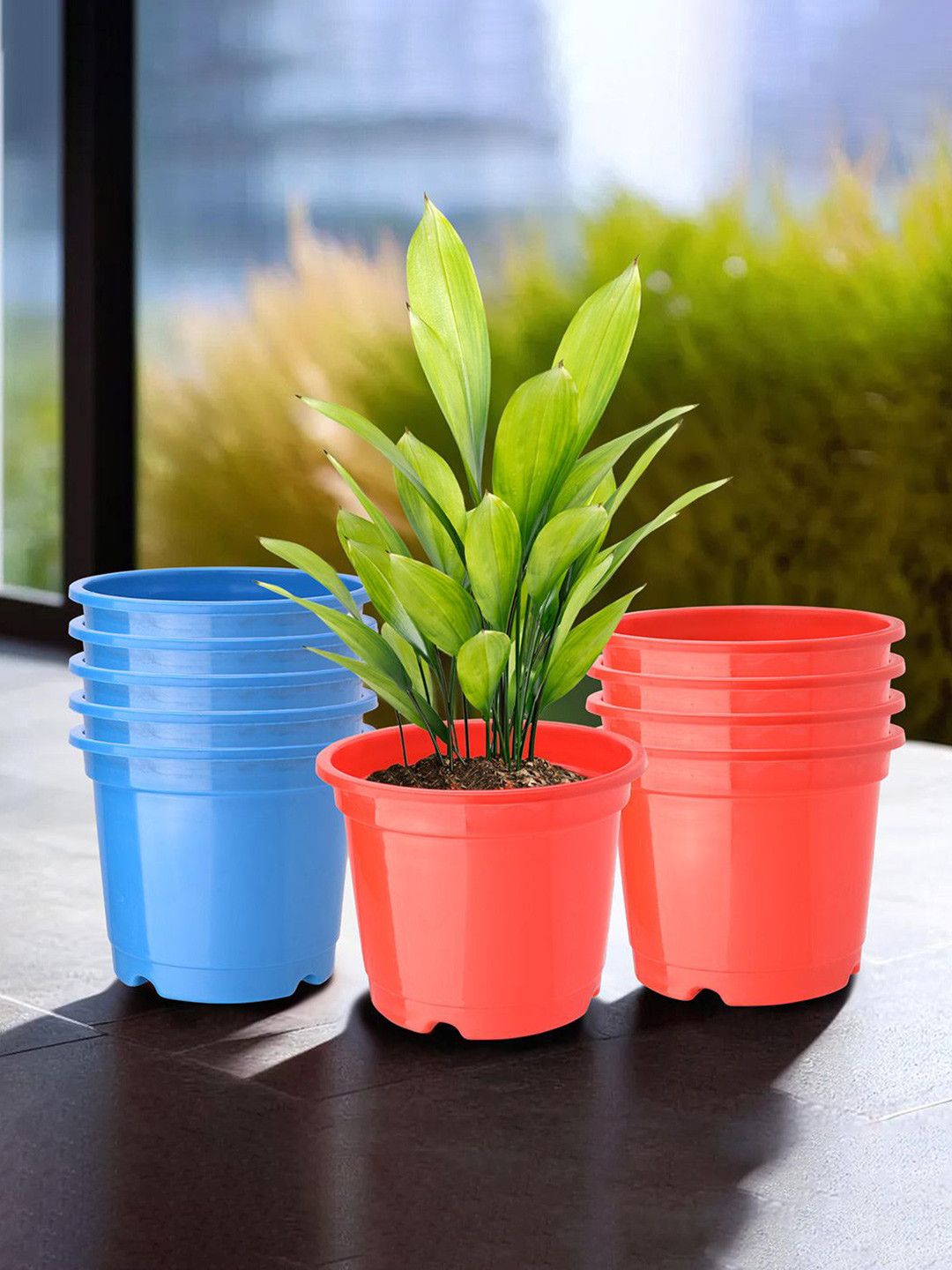 

Kuber Industries Red & Blue 10 Pieces Durable Planters