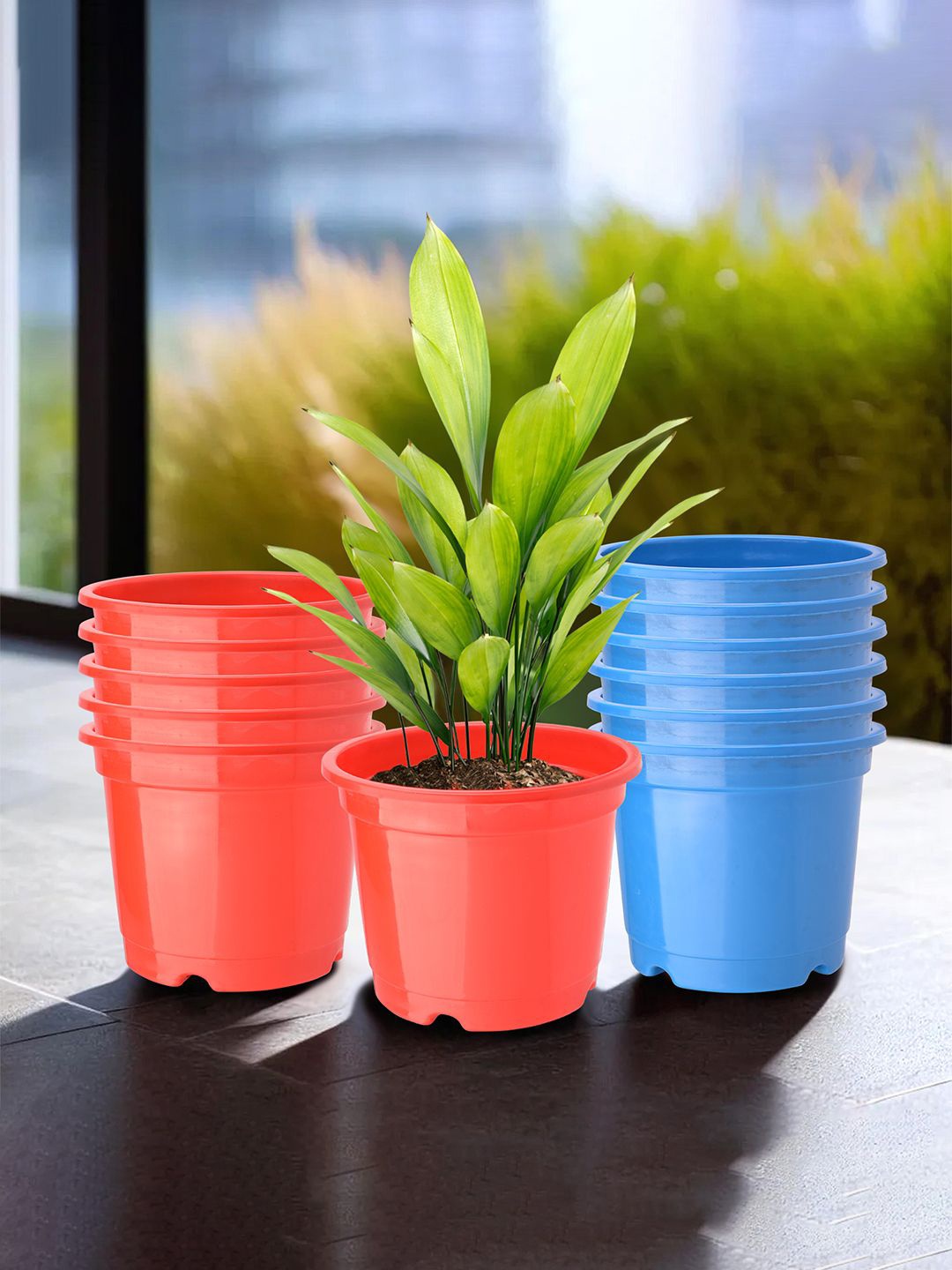 

Kuber Industries Red & Blue 12 Pieces Lightweight Planters