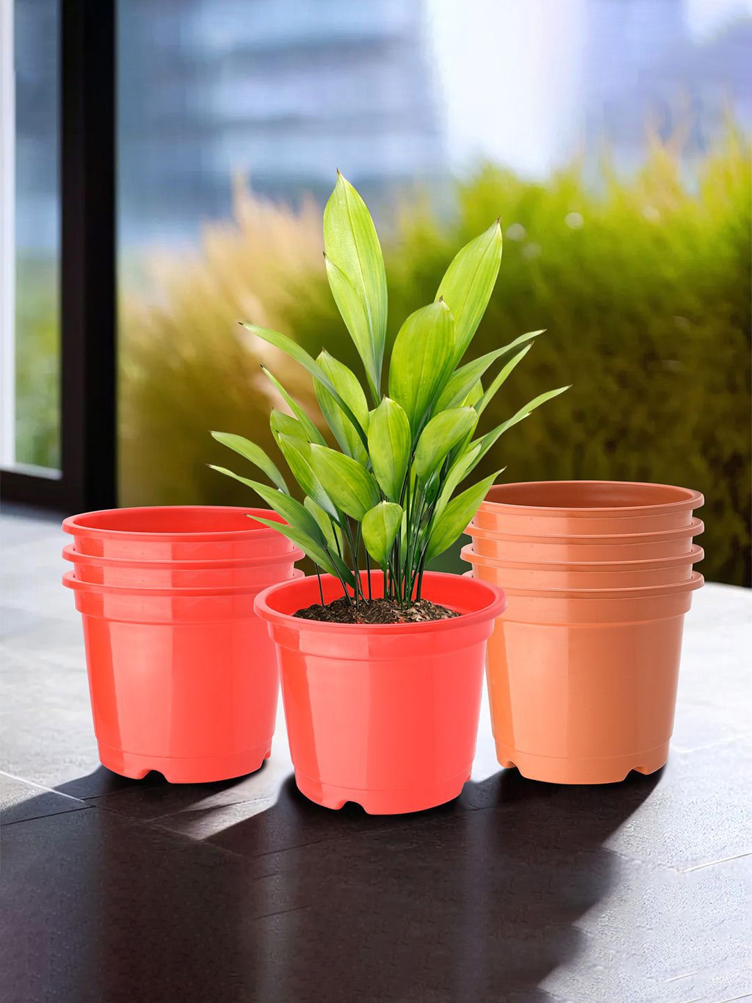 

Kuber Industries Red & Orange-Coloured 8 Pieces Phooldaan Durable Planters