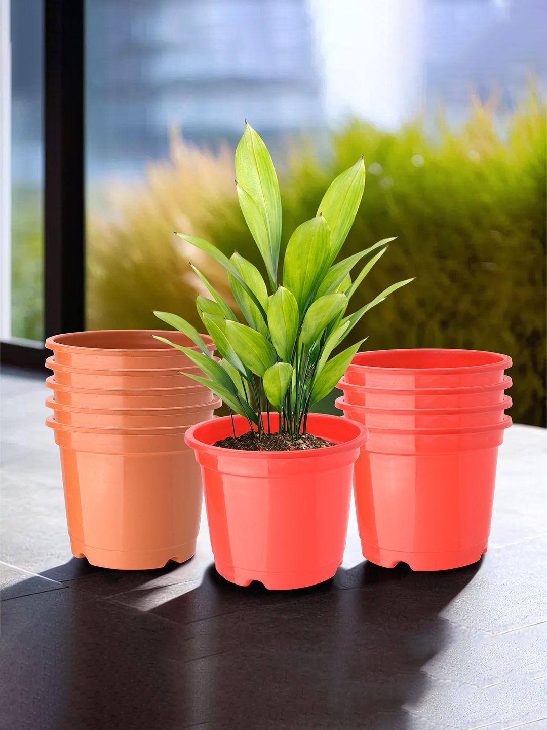 

Kuber Industries Red & Orange 10 Pieces Planters