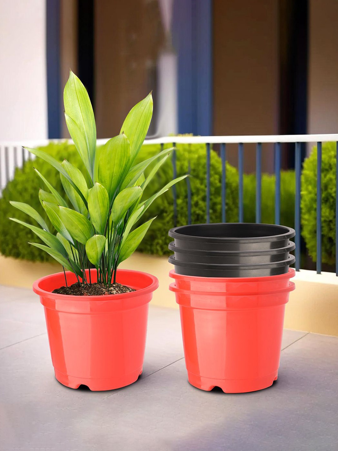 

Kuber Industries Red & Black 6 Pieces Lightweight Planters