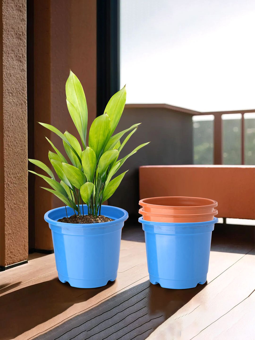 

Kuber Industries Blue & Orange-Colored 4 Pieces Durable Planters