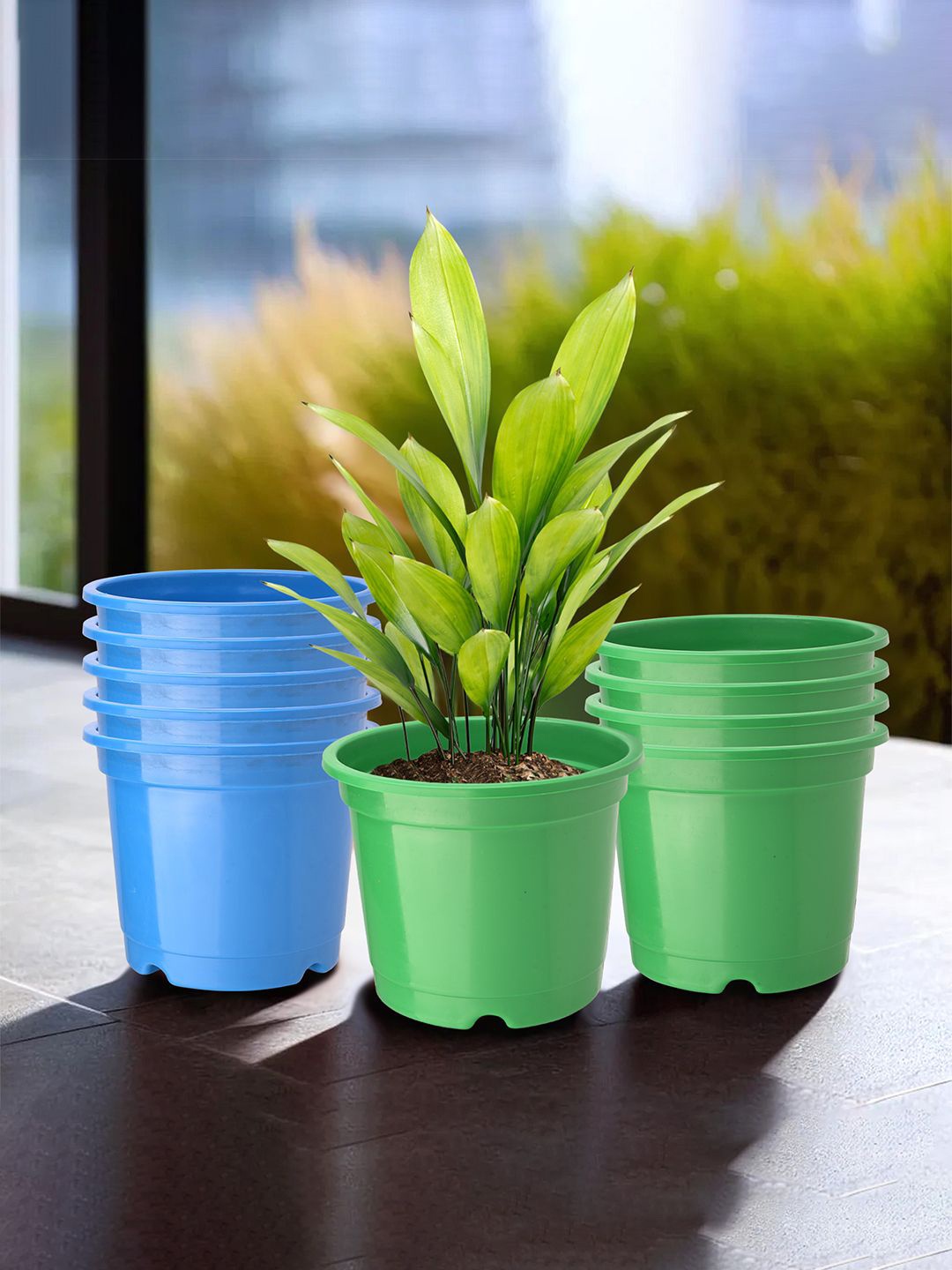 

Kuber Industries Green & Blue 10 Pieces Lightweight Planters