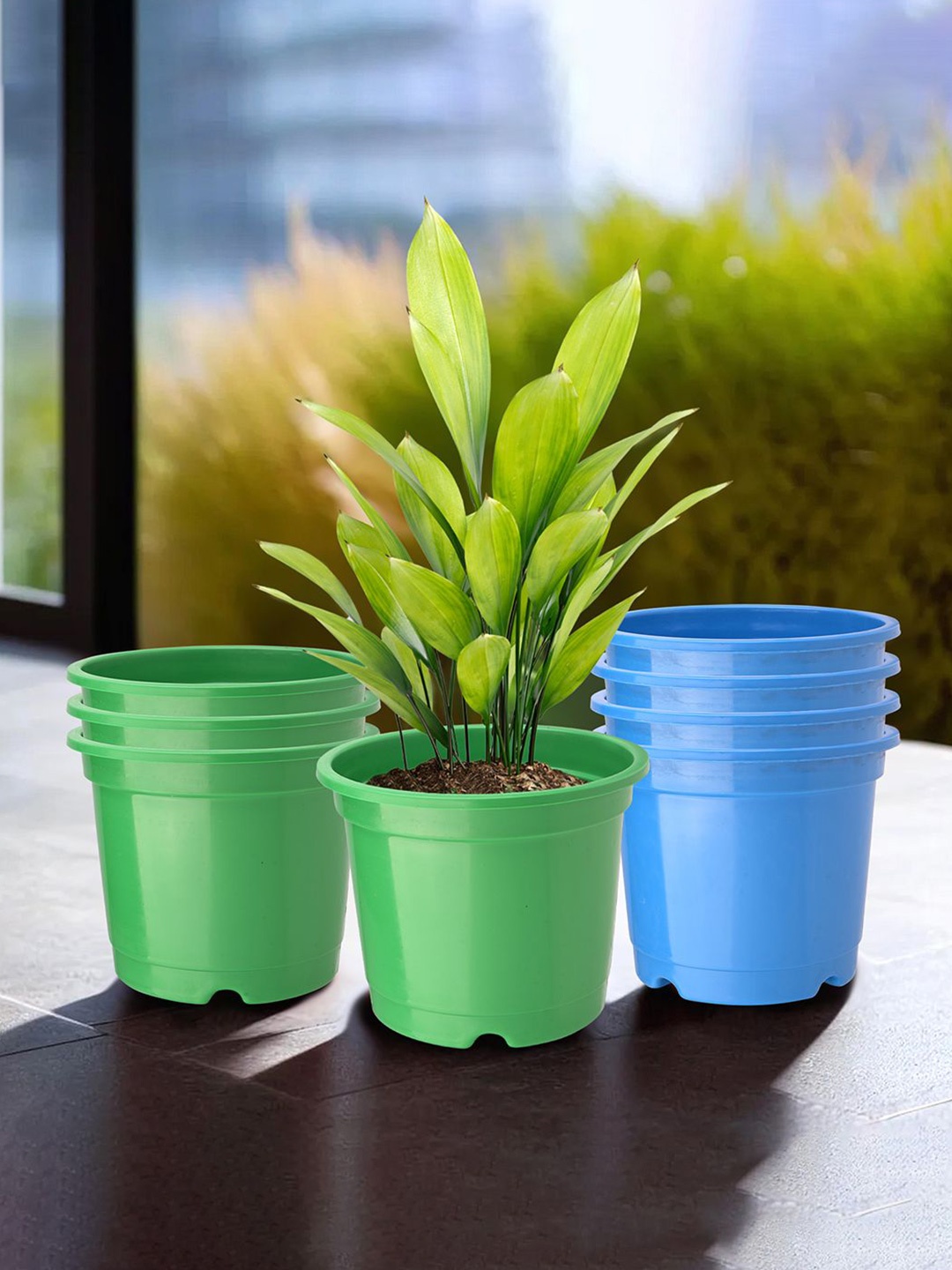 

Kuber Industries Blue & Green 8 Pieces Durable Planters