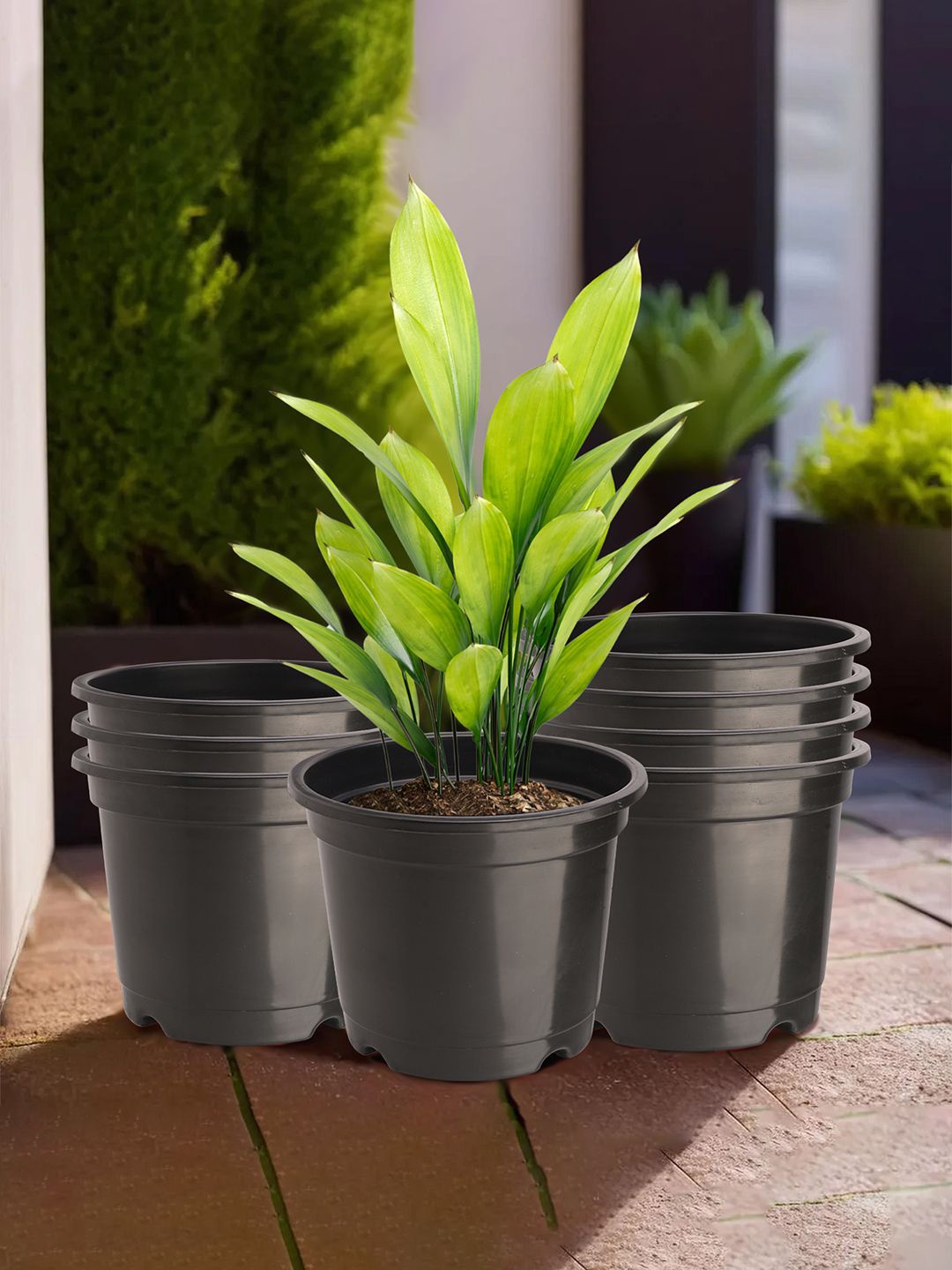 

Kuber Industries Black 8 Pieces Lightweight Planters