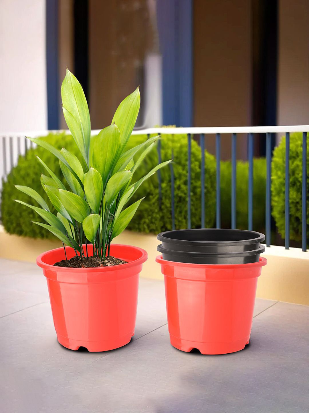 

Kuber Industries Red & Black 4 Pieces Planters