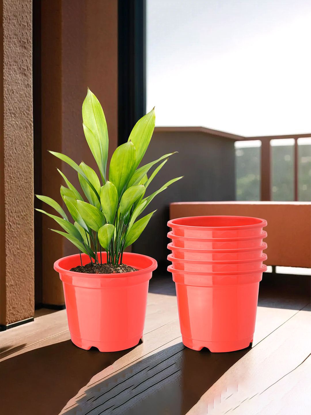 

Kuber Industries Red 6 Pieces Round Planters