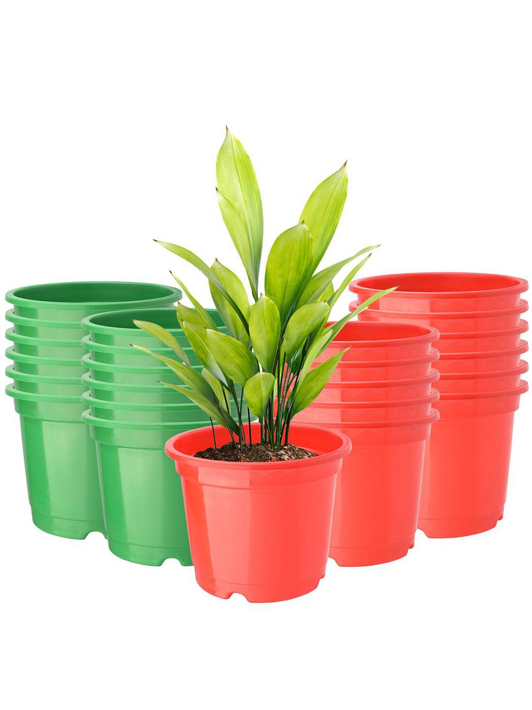 

Kuber Industries Red & Green 24 Pieces Lightweight Planters