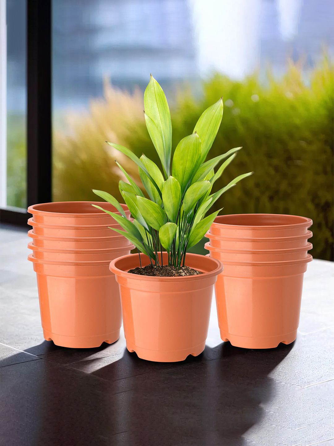 

Kuber Industries Orange 10 Pieces Planter With Pot